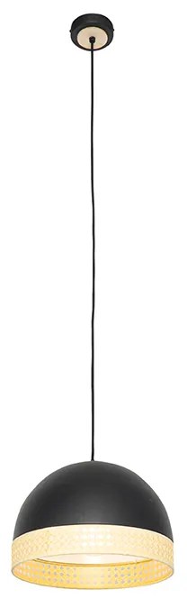 Ориенталска висяща лампа черна с ратан 30 см - Magna Rotan