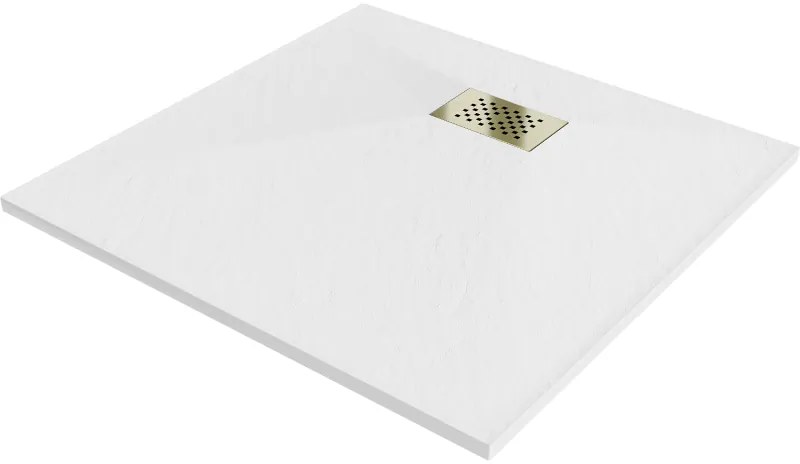 Mexen Hugo квадратен душ 80 x 80 см, бял, златна капачка - 42108080-G