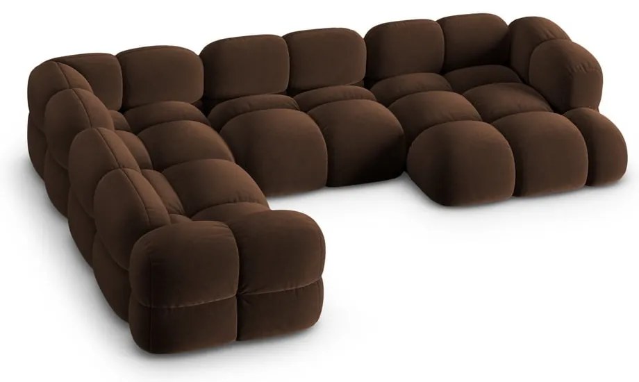 Тъмнокафяв кадифен ъглов диван (ляв ъгъл/U форма) Loretto – Cosmopolitan Design