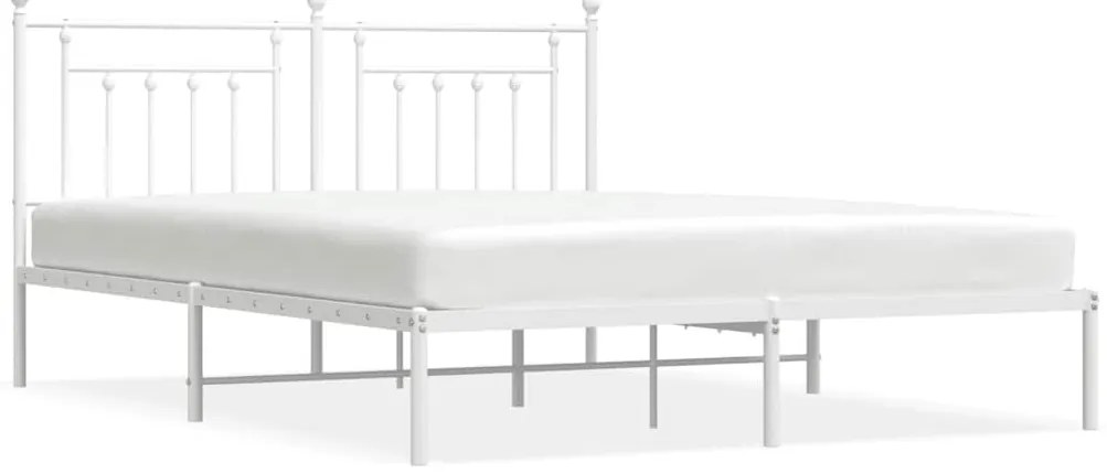 353590 vidaXL Метална рамка за легло с горна табла, бяла, 180x200 см