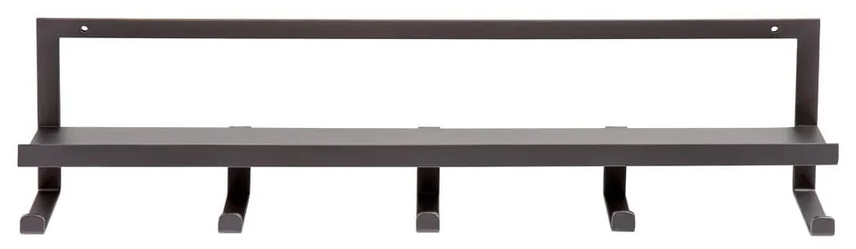 Черна метална стенна закачалка с рафт Quinn - WOOOD