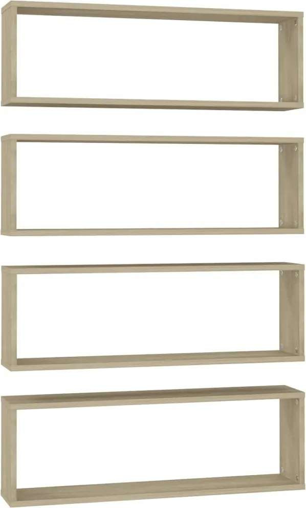 807116 vidaXL Стенни рафтове 4 бр дъб сонома 80x15x26,5 см инженерно дърво