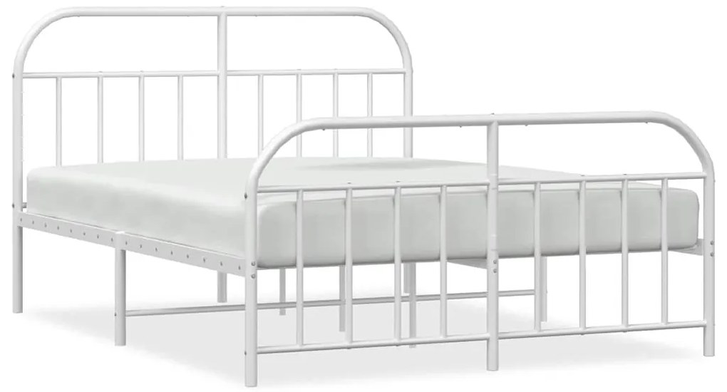 353707 vidaXL Метална рамка за легло с горна и долна табла, бяла, 183x213 см