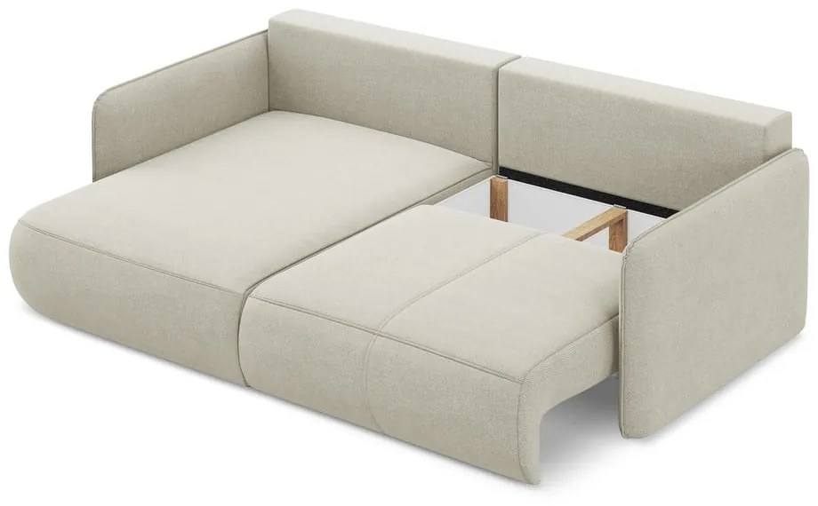 Кремав разтегателен ъглов диван с място за съхранение (ляв ъгъл) Nanea – Makamii