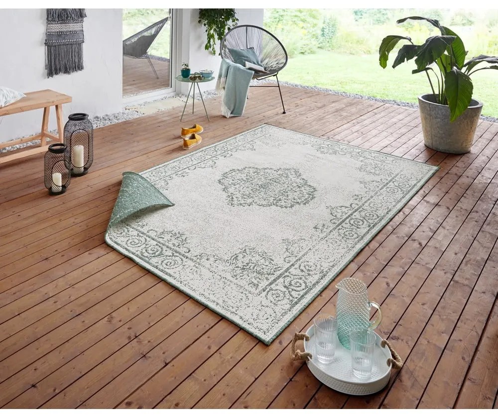 Зелен и кремав килим на открито , 120 x 170 cm Cebu - NORTHRUGS