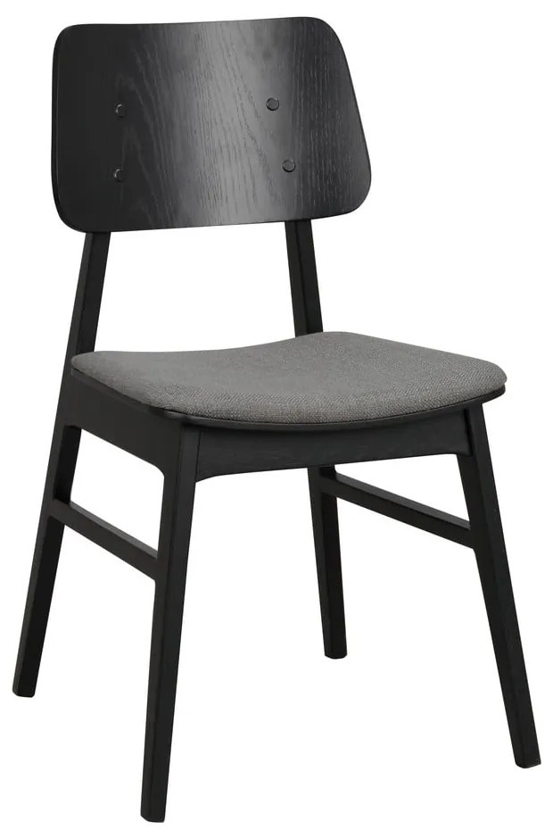 Черен трапезен стол с тъмносива възглавница на седалката Nagano - Rowico