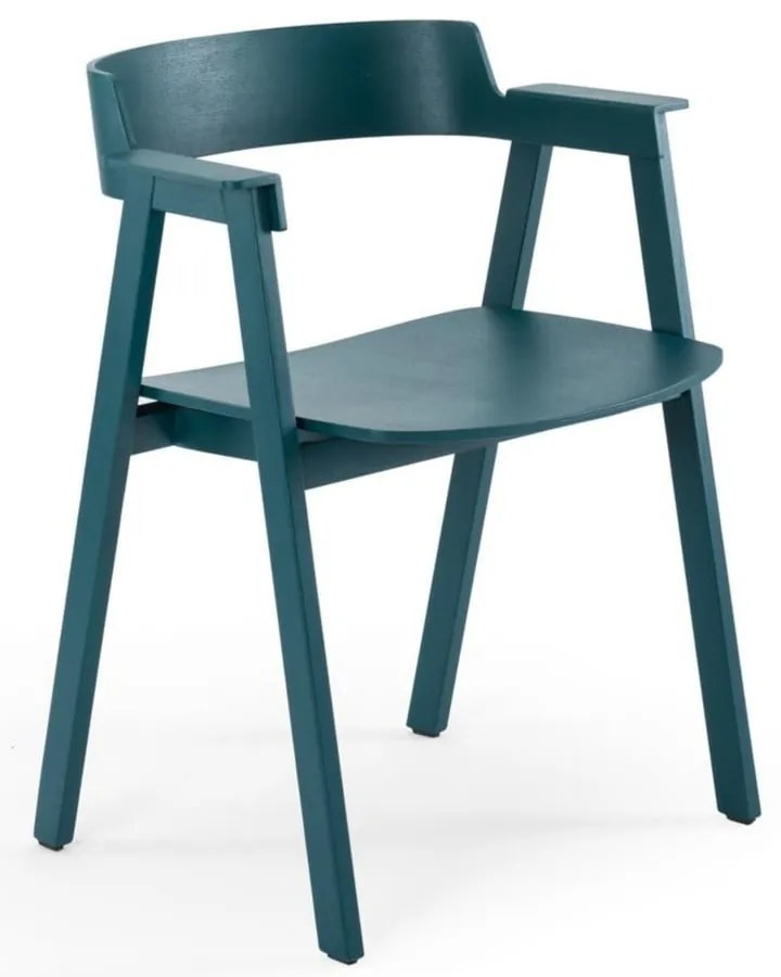 Трапезен стол с подлакътници от масивен дъб в петролен цвят Flip – Gazzda