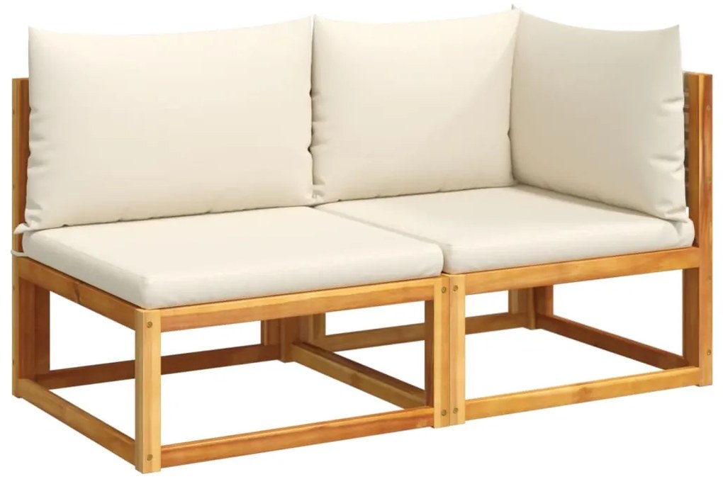 4008179 vidaXL Градински диван с възглавници, двуместен, дърво, акация и ратан