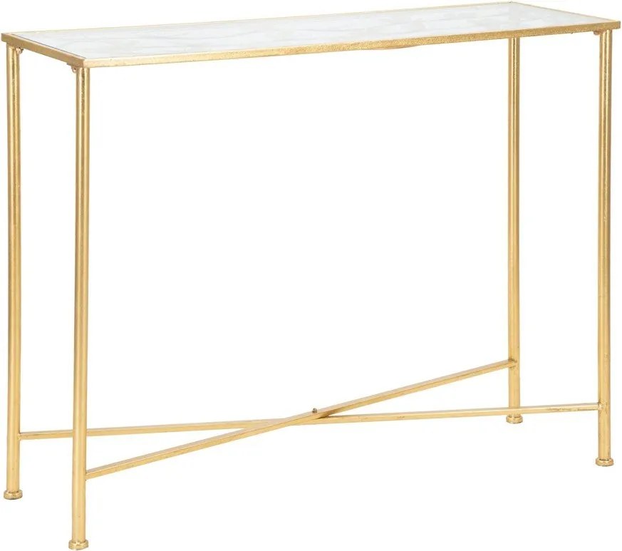 Бяла/златиста конзолна маса със стъклен плот 35x100 cm Butterflies – Mauro Ferretti