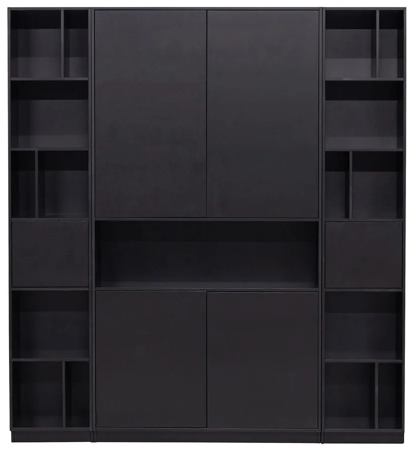 Черна модулна библиотека от масивен бор 190x210 cm Finca – WOOOD