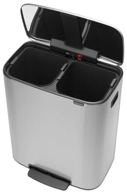 Кош за боклук Brabantia Bo Pedal 1003192, 2x30 л, Плавно затваряне, Противоплъзгаща основа, Устойчив на пръстови отпечатъци, Инокс/мат