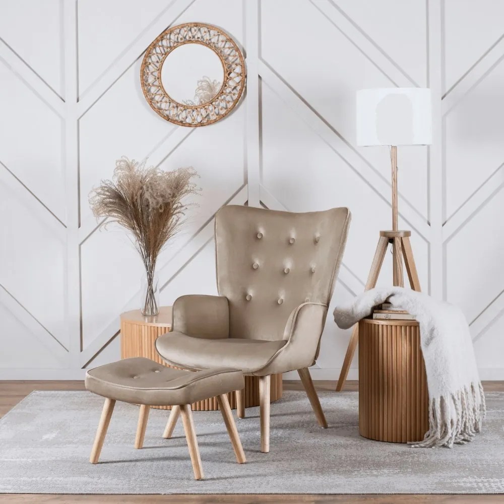 Удобен релаксиращ фотьойл с подложка за крака LOZANO - бежов