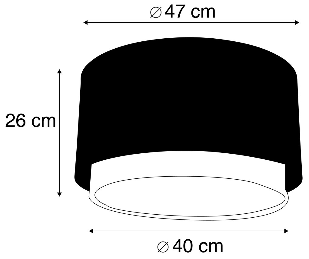 Абажур от плат черен 40/47/26 със златен интериор