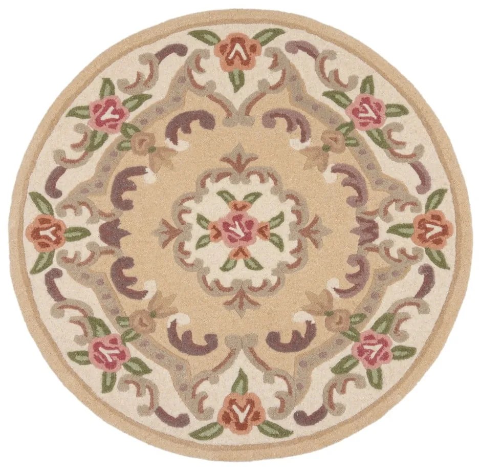 Бежов вълнен килим , ⌀ 120 cm Aubusson - Flair Rugs