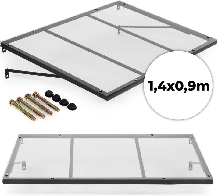 Входна поликарбонатна козирка над вратата със стоманена конструкция Šírka: 90 cm | Dĺžka: 140 cm
