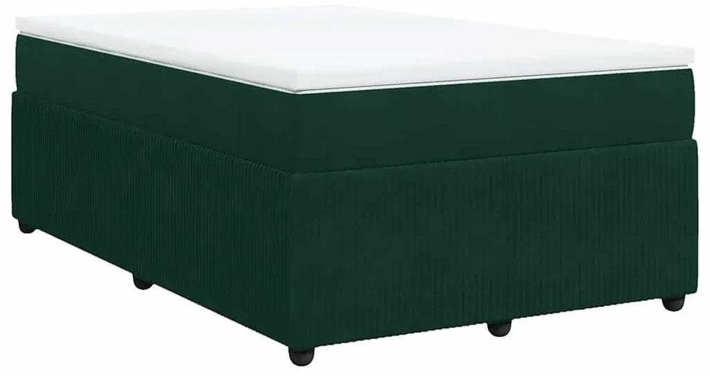 3285635 vidaXL Боксспринг легло с матрак, тъмнозелено, 120x200 см, кадифе