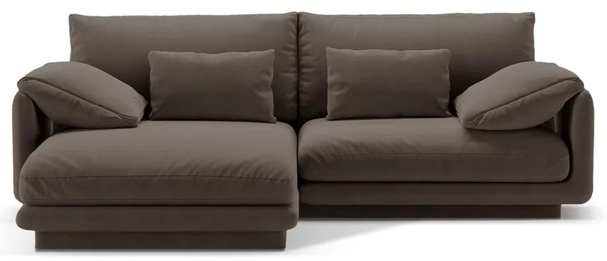 Кафяв кадифен ъглов диван (ляв ъгъл) Torino – Micadoni