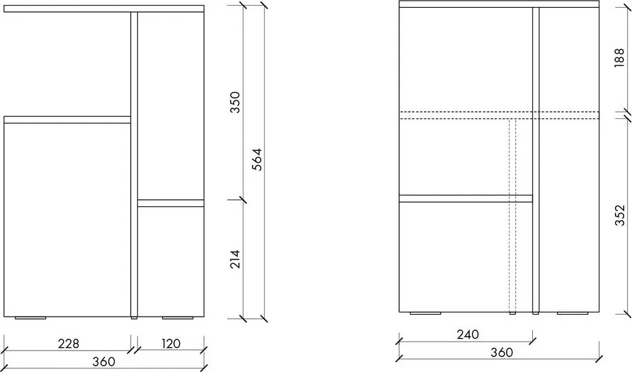 Нощно шкафче от декор от дъб с рафтове в естествен цвят Atik – noo.ma