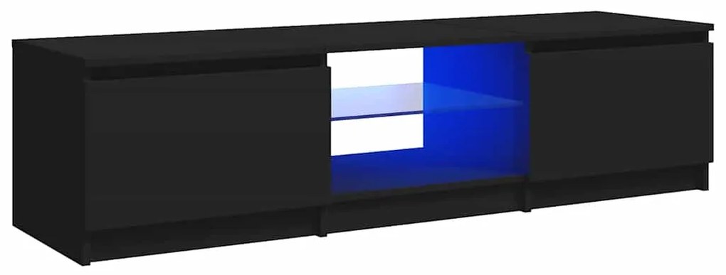 804293 vidaXL ТВ шкаф с LED осветление, черен, 140x40x35,5 см