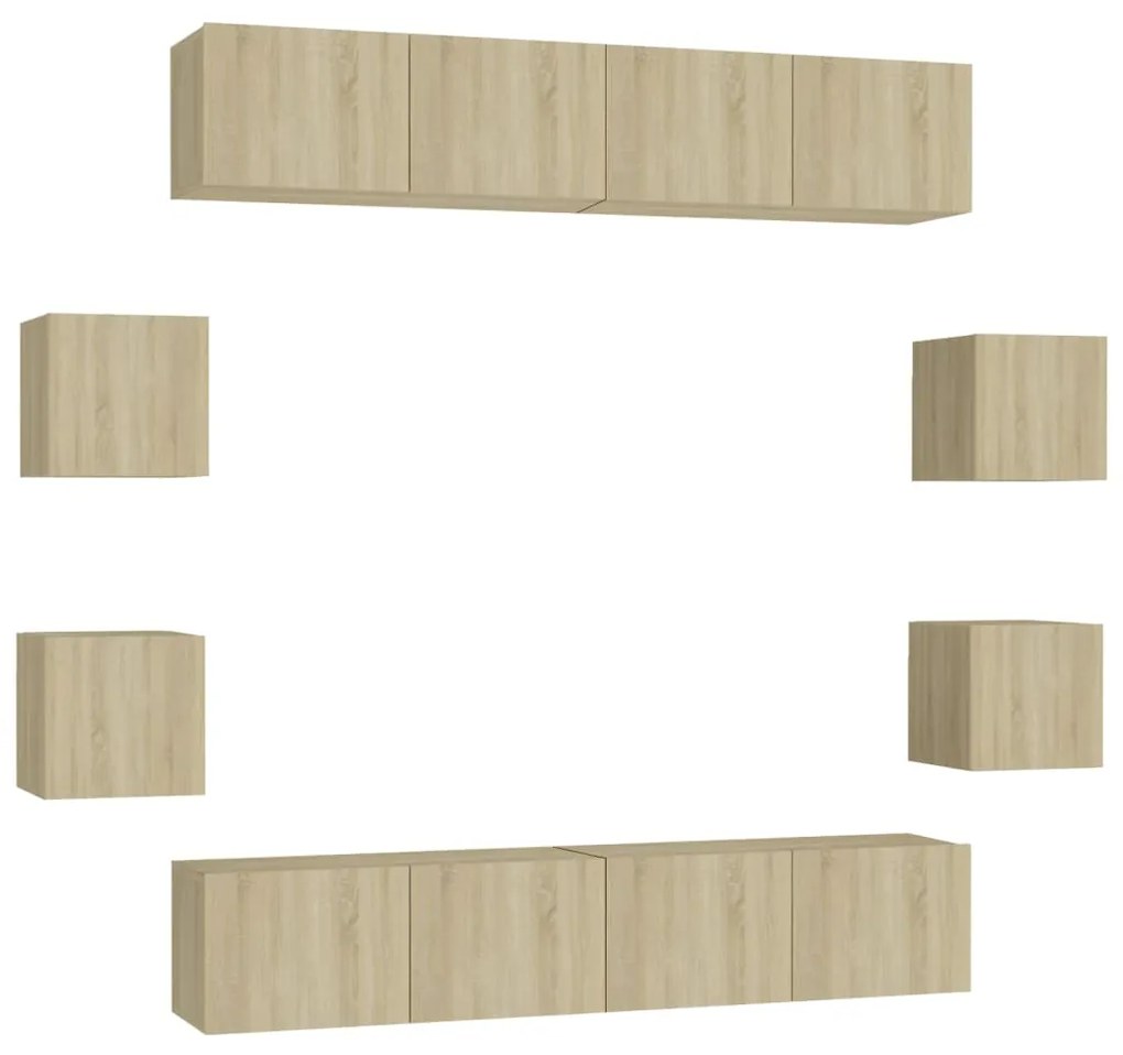 3078963 vidaXL Комплект ТВ шкафове от 8 части, дъб сонома, инженерно дърво