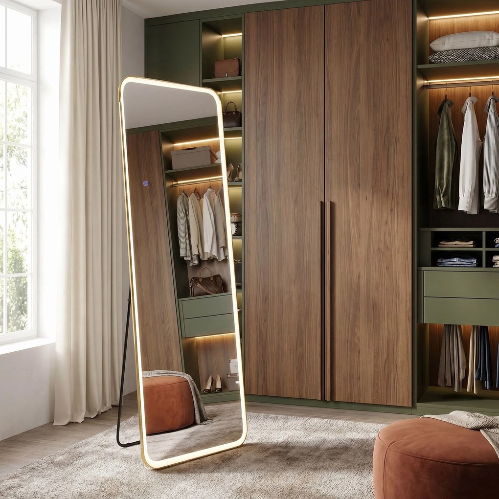 Огледало LED Classico 50x160cm Brush Gold