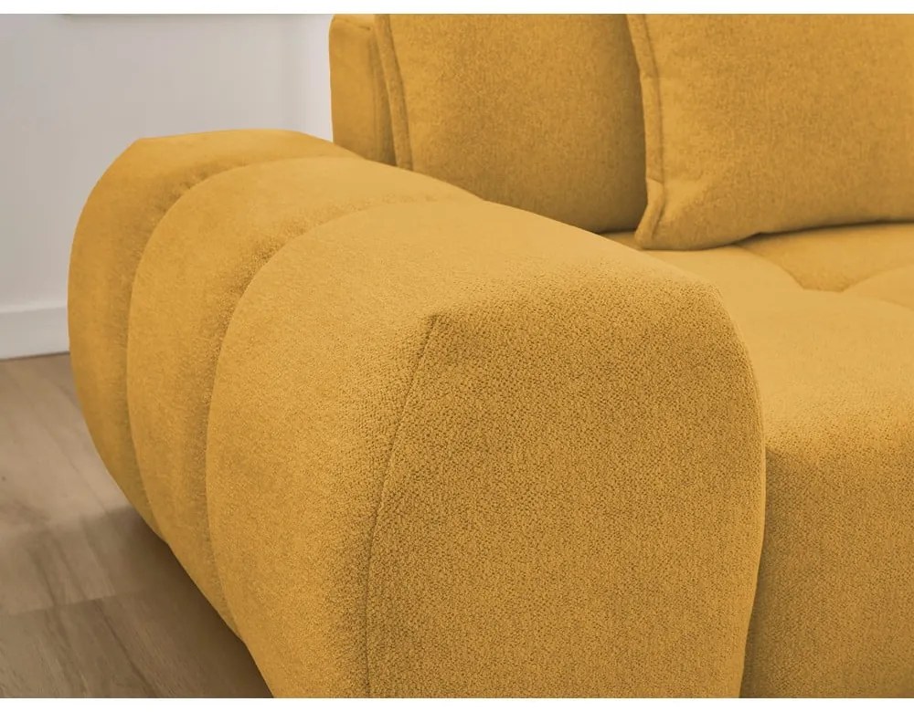 Шенилов сгъваем/с място за съхранение ъглов диван в цвят горчица (десен ъгъл) Everest – Bobochic Paris