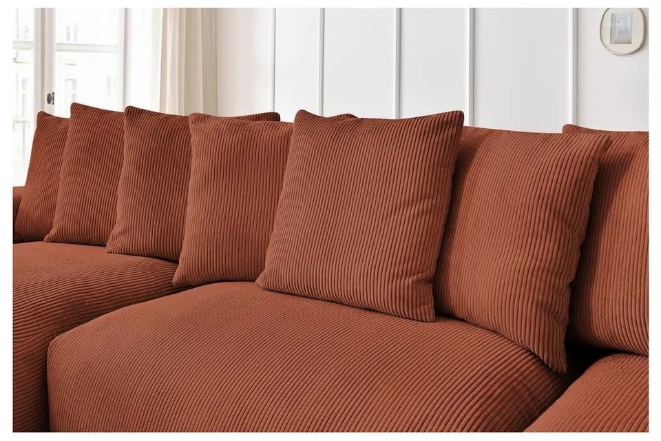 Ъглов диван от рипсено кадифе в тухлен цвят Voltaire – Bobochic Paris