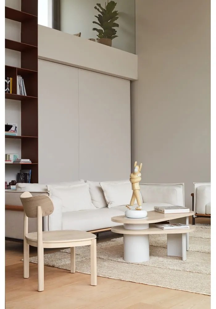 Кремава/в естествен цвят масичка за кафе от декор от ясен 50x120 cm Nori – Teulat