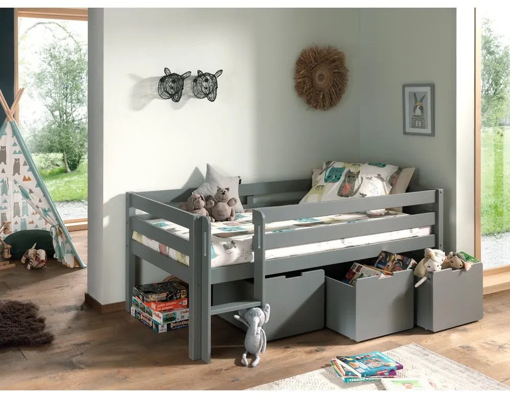 Сиви чекмеджета за под детско легло 3 бр Pino - Vipack