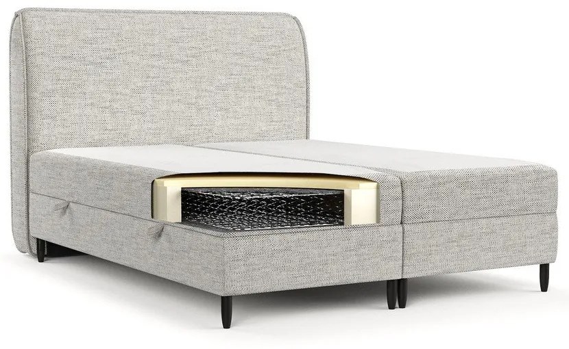 Светлосиво боксспринг легло с място за съхранение 180x200 cm Melba – Maison de Rêve