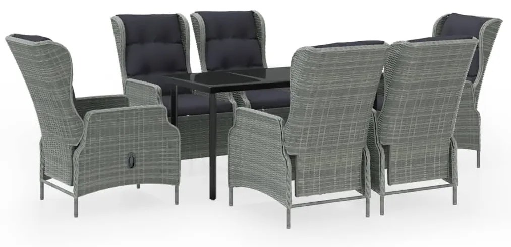 3099646 vidaXL Градински трапезен комплект, 7 части, светлосив