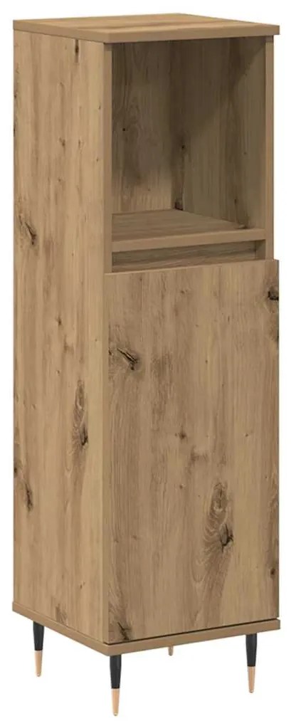857206 vidaXL Шкаф за баня, дъб артизан, 30x30x100 см, инженерно дърво