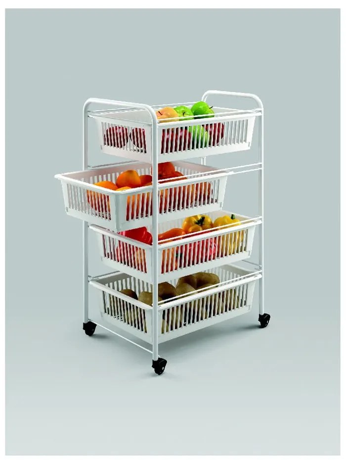 Мобилен рафт с 4 кошници Индия, дължина 35 cm - Metaltex