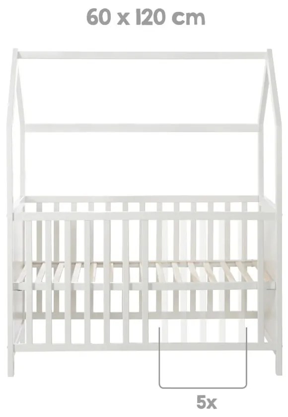 Сиво детско легло 60x120 cm - Roba