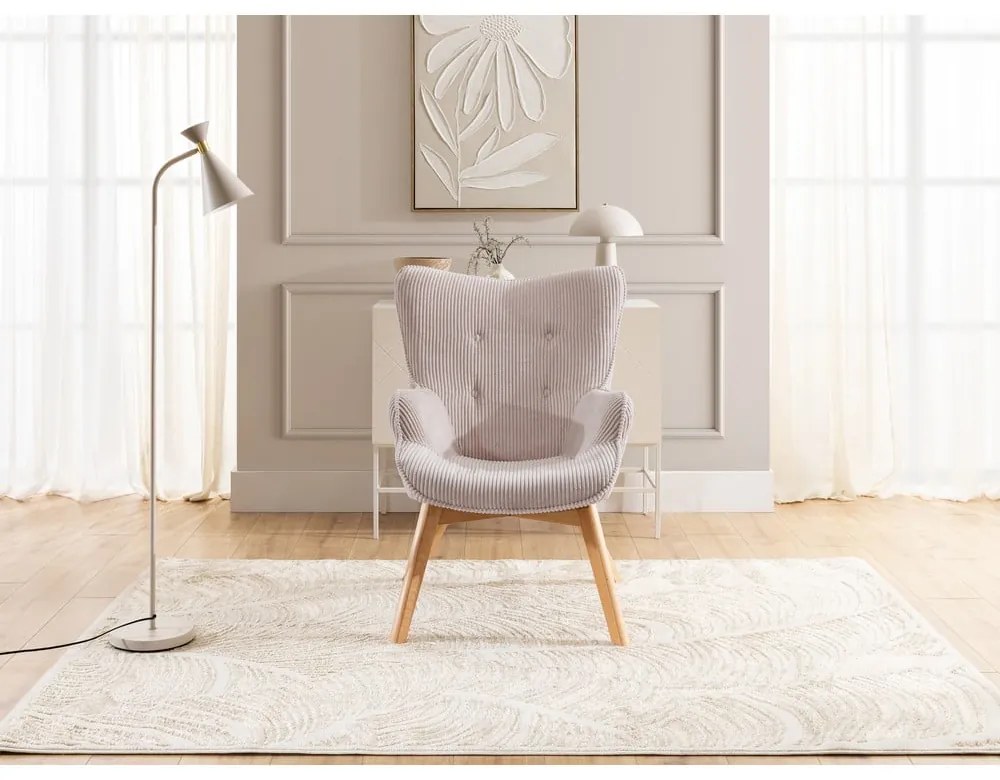 Светлорозов фотьойл с табуретка от рипсено кадифе Niko – Ropez