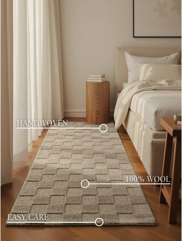 Бежова ръчно изработена вълнена пътека 80x200 cm Scala – Villeroy&Boch