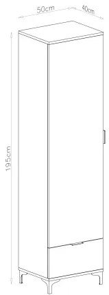 Шкаф ЛАНА SZ-50 Дъб Артисан - ГАРДЕРОБ С 1 ВРАТА С ЧЕКМЕДЖЕ