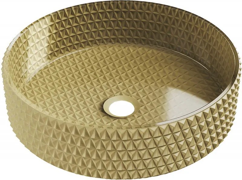 Mexen Aura стъклена мивка за плот 39 x 39 см, златна - 24013950