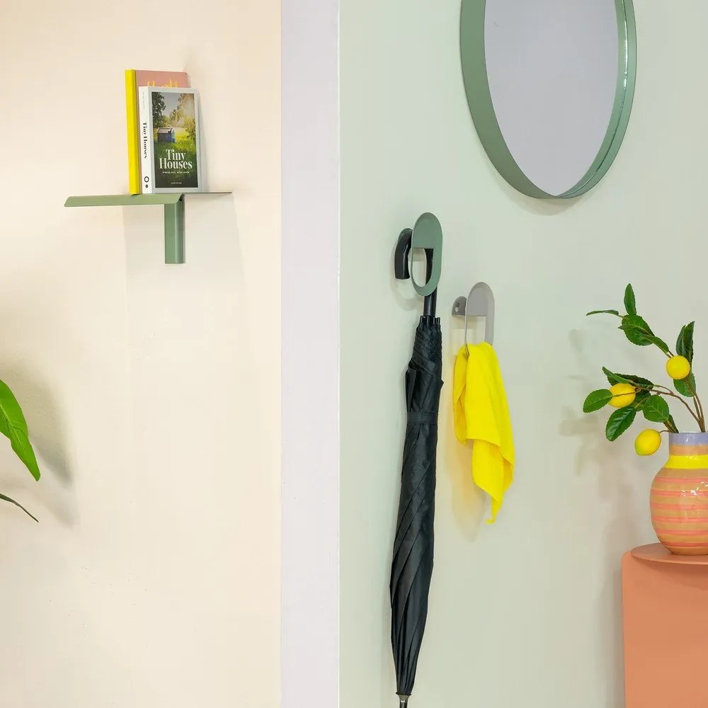 Зелено-сив метален стенен рафт 28 cm Hola – Spinder Design