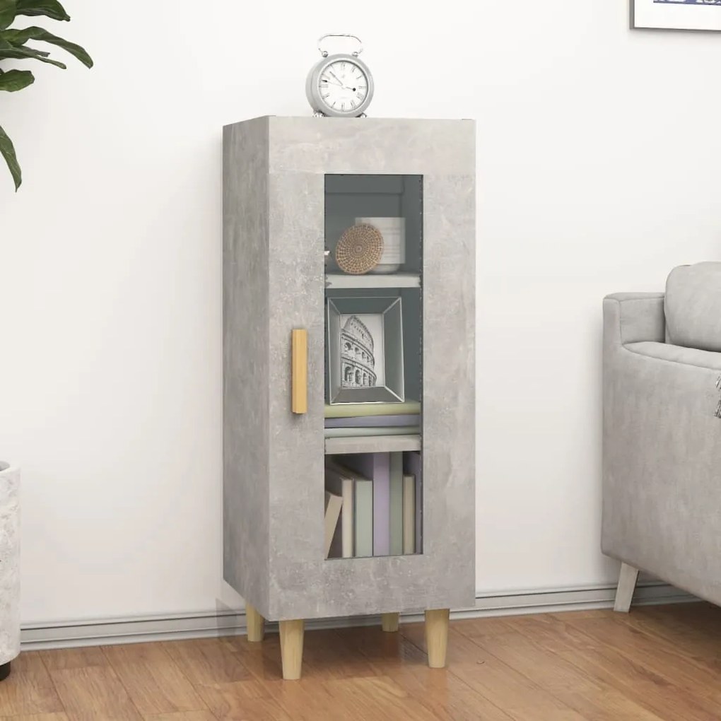 812397 vidaXL Сайдборд, бетонно сив, 34,5x34x90 см, инженерно дърво