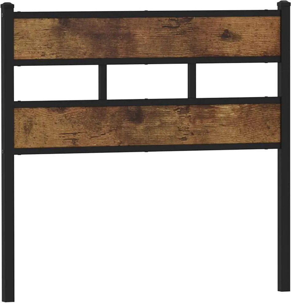 4017081 vidaXL Резервна табла за легло, опушен дъб, 90 см, желязо и инженерно дърво