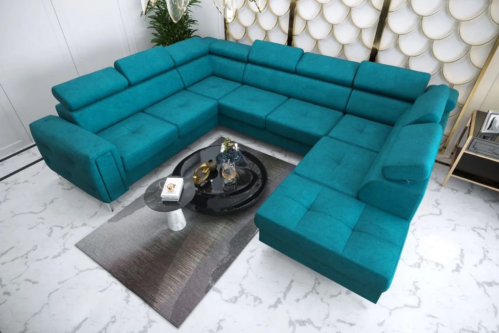 Ъглов диван Almeria Max -Petrol-Left