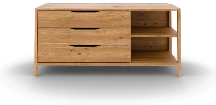 Нисък скрин от масивен дъб в естествен цвят 140x64 cm Twig – The Beds