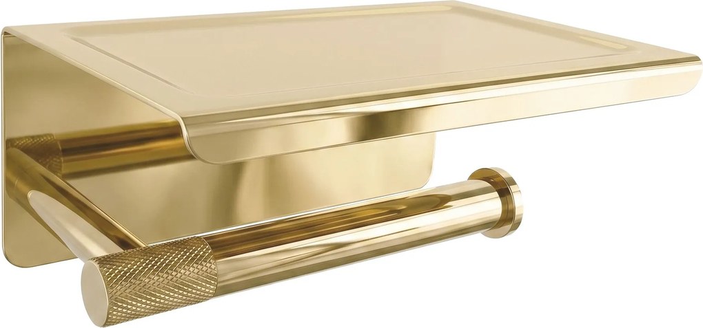 Държач за тоалетна хартия с етажерка 6613 Modern Gold
