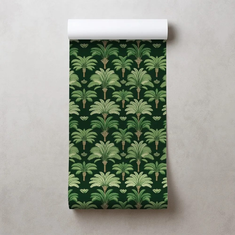 Тапет – Зелени палми на тъмен фон