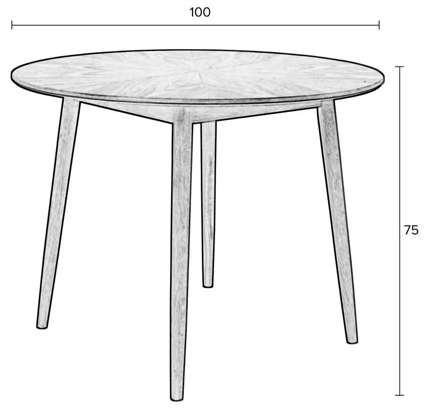 Кръгла маса за хранене с дъбов плот ø 100 cm Fabio - White Label