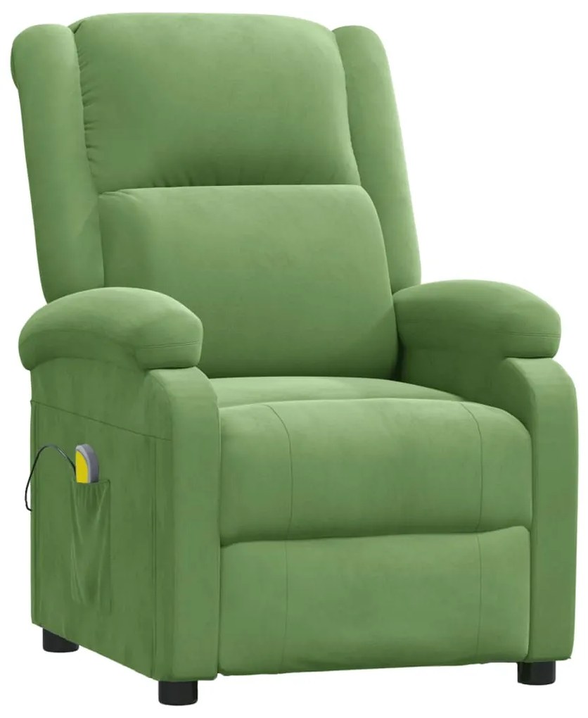 342413 vidaXL Масажен стол, светлозелен, кадифе