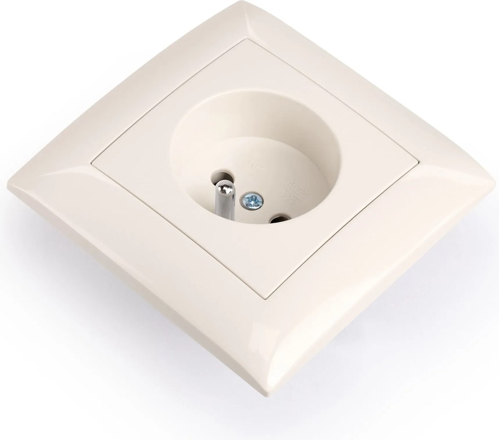Единичен контакт със заземяване и рамка OSTE JNH001-G Beige