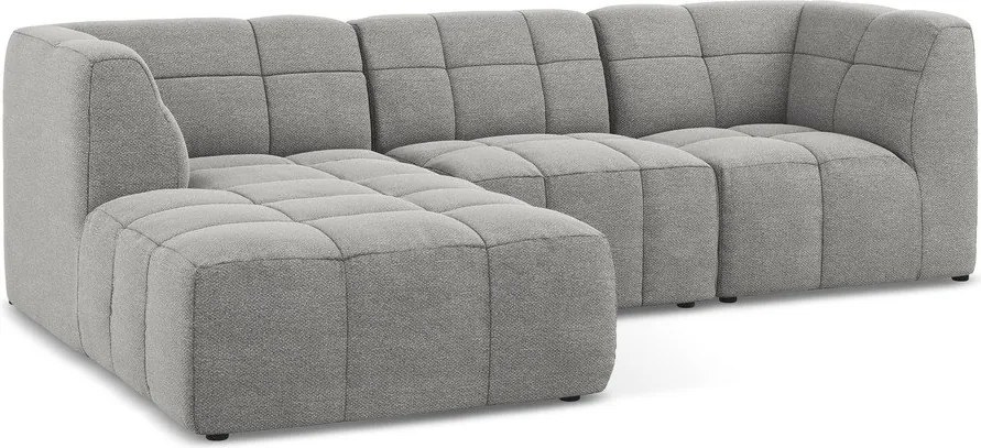 Сив ъглов диван от прежда с примки от букле (ляв ъгъл) Aloha – Makamii