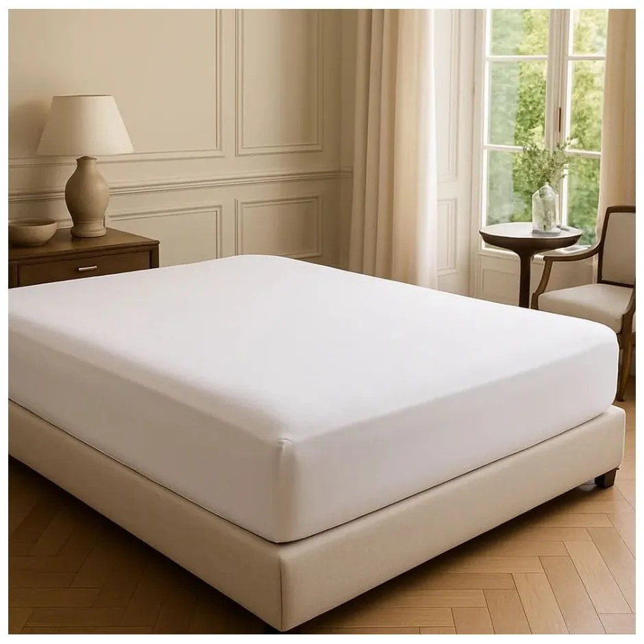 Бял еластичен чаршаф от памук Renforcé 200x140 cm Ranforce – Mila Home Luxury